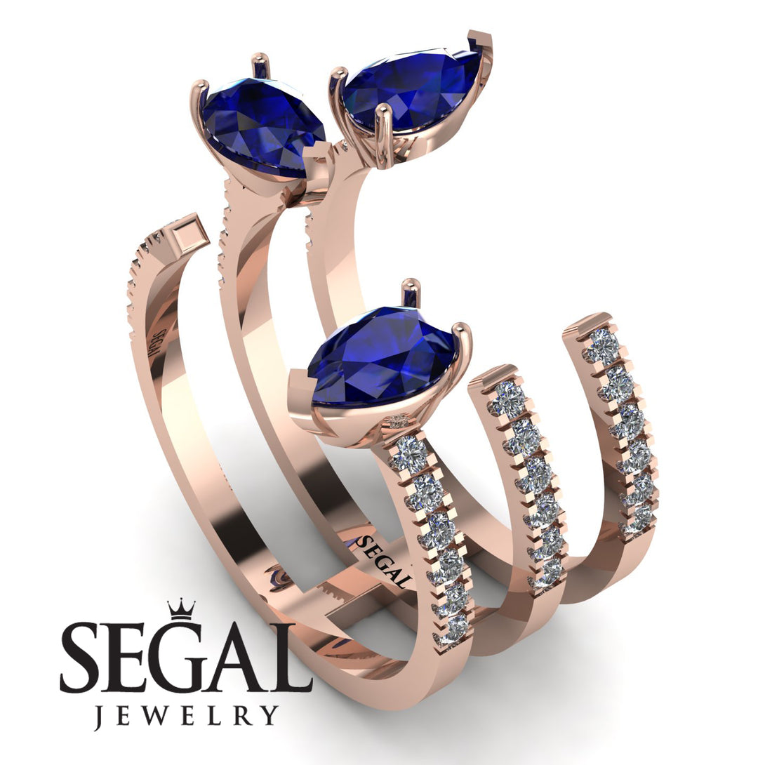 Pear Shape Sapphire Glam Open Ring - Quinn No. 14