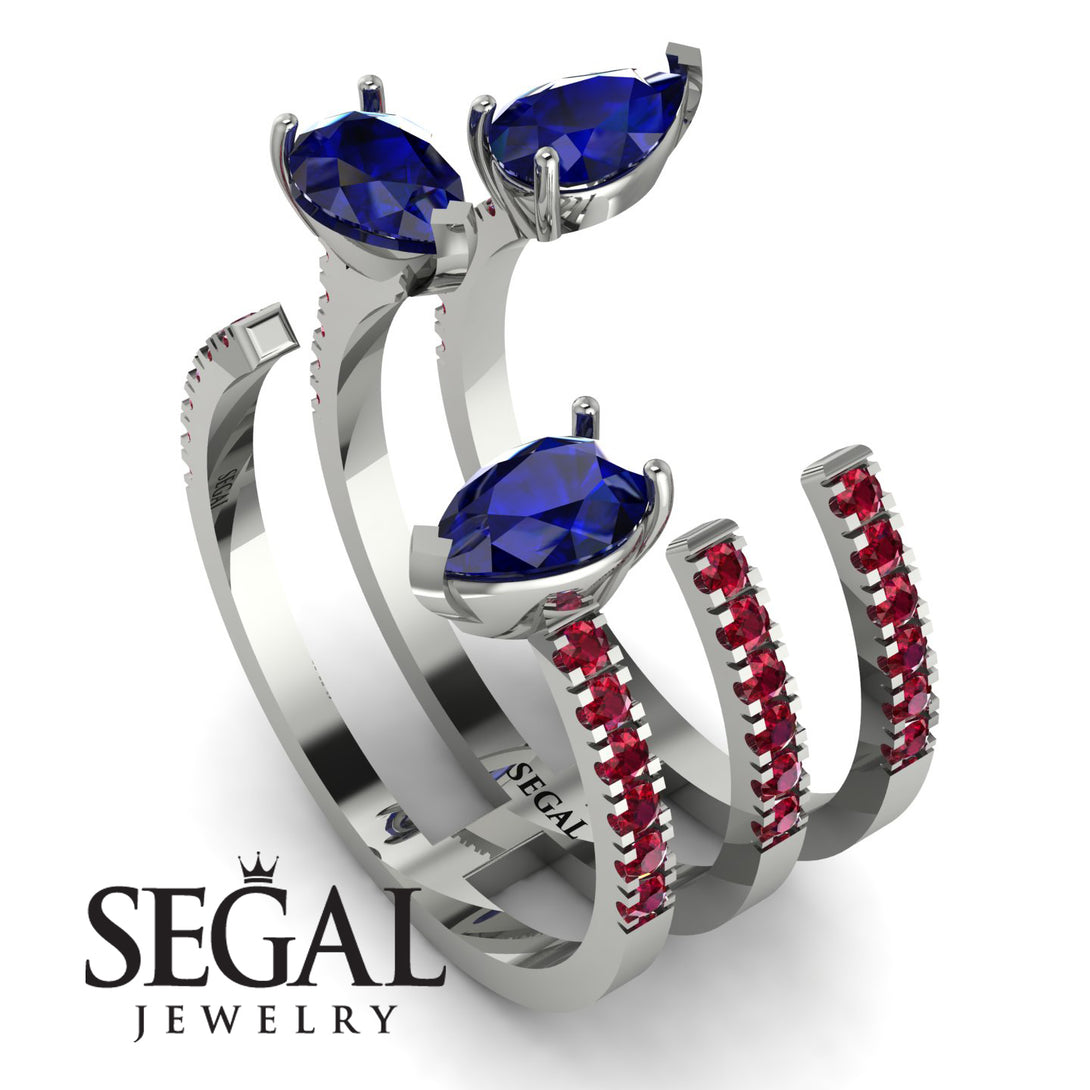 Pear Shape Sapphire Glam Open Ring - Quinn No. 60