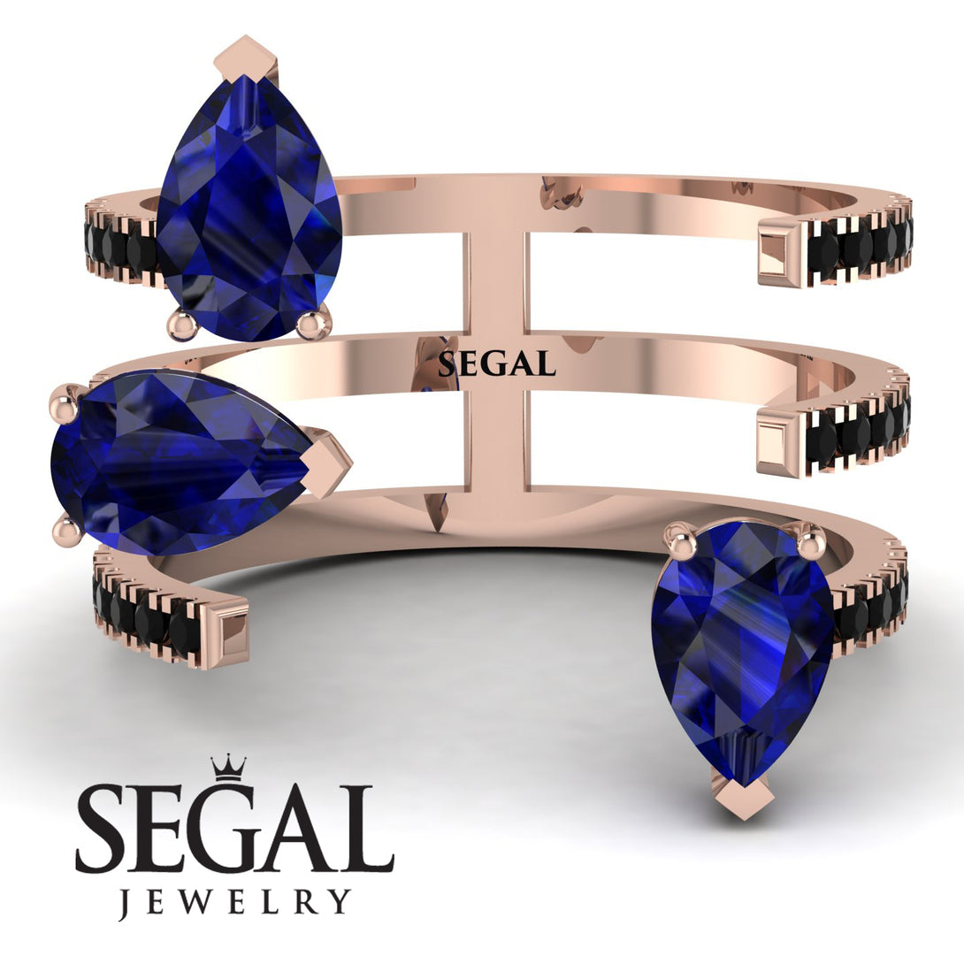 Pear Shape Sapphire Glam Open Ring - Quinn No. 44