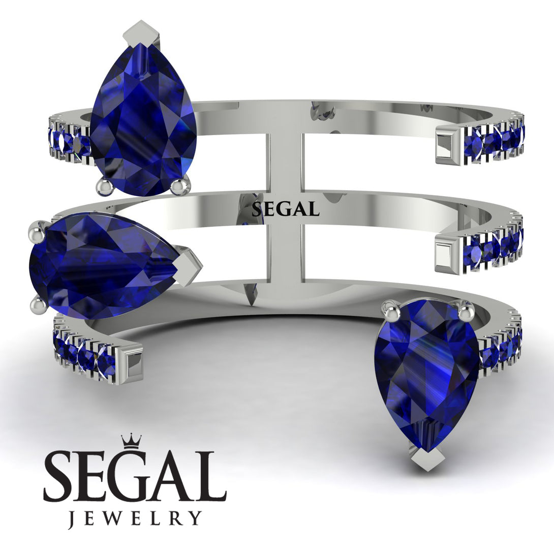 Pear Shape Sapphire Glam Open Ring - Quinn No. 75