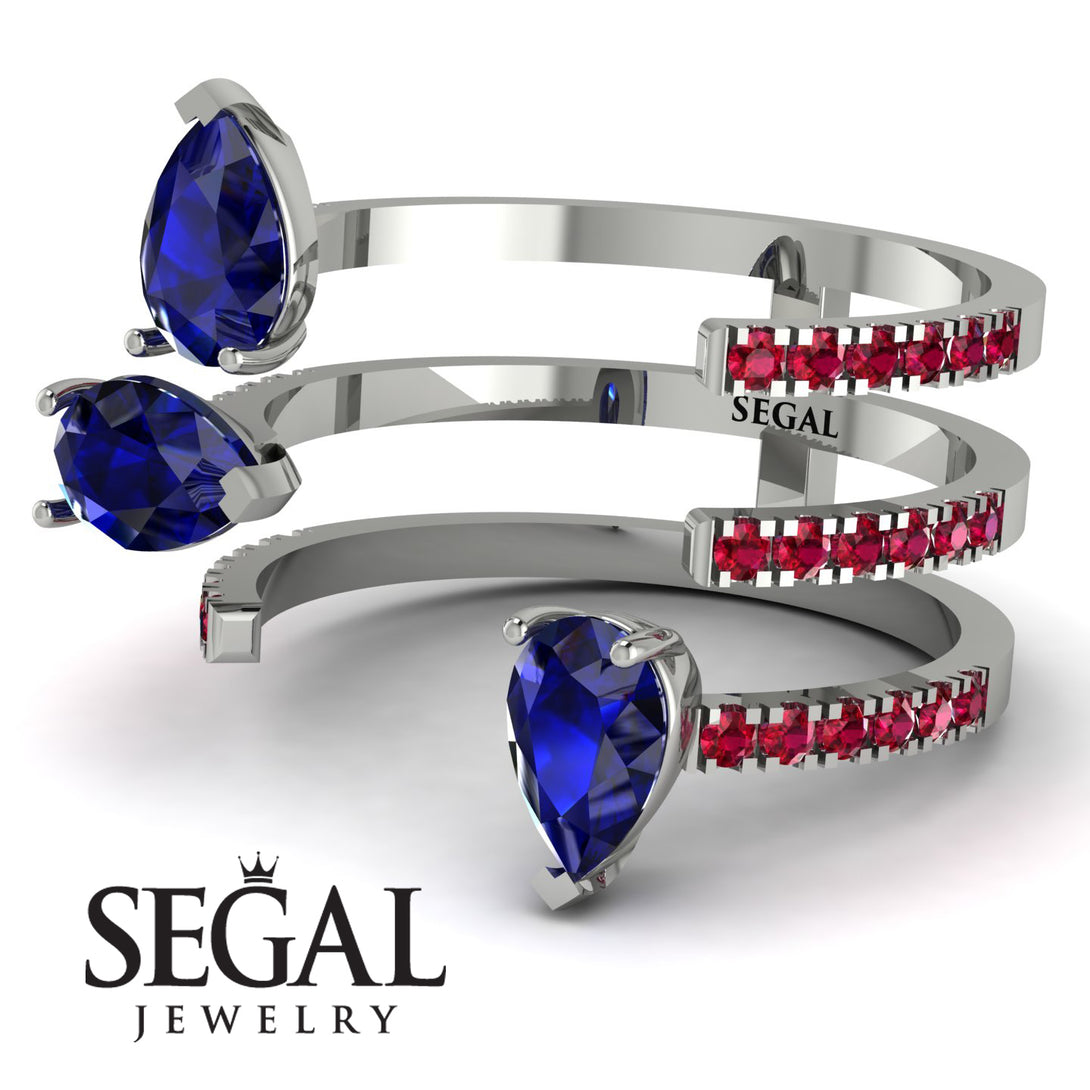 Pear Shape Sapphire Glam Open Ring - Quinn No. 60