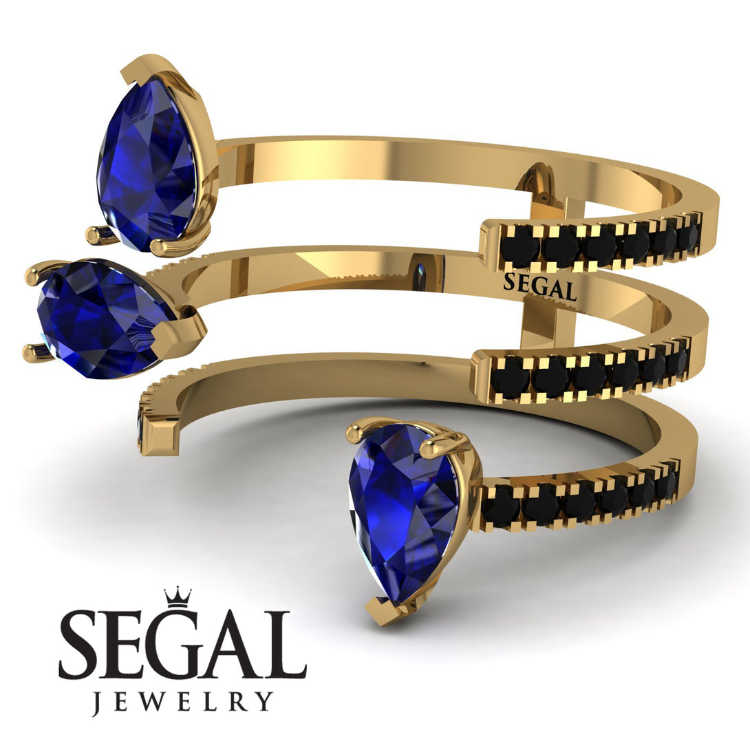 Pear Shape Sapphire Glam Open Ring - Quinn No. 43