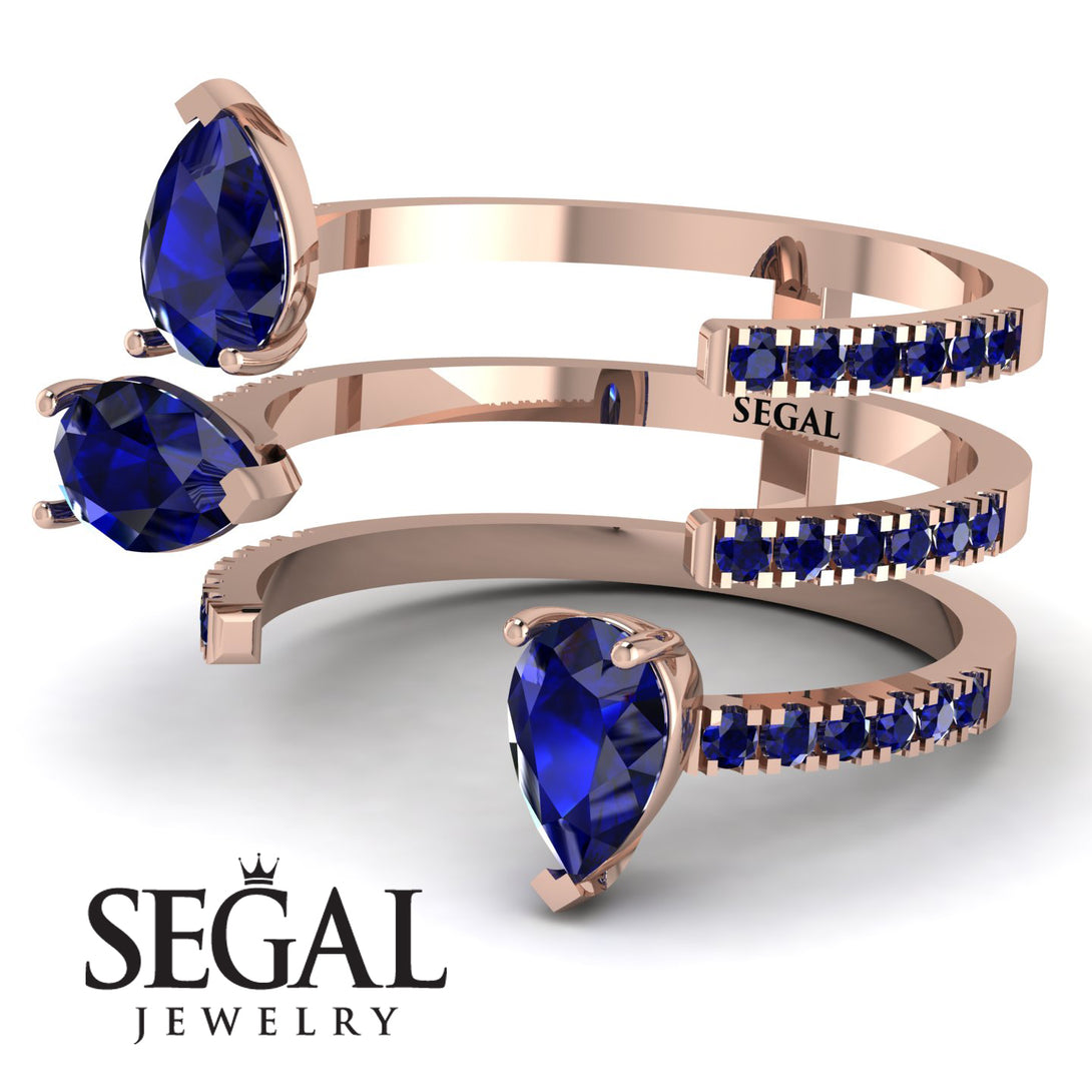 Pear Shape Sapphire Glam Open Ring - Quinn No. 74