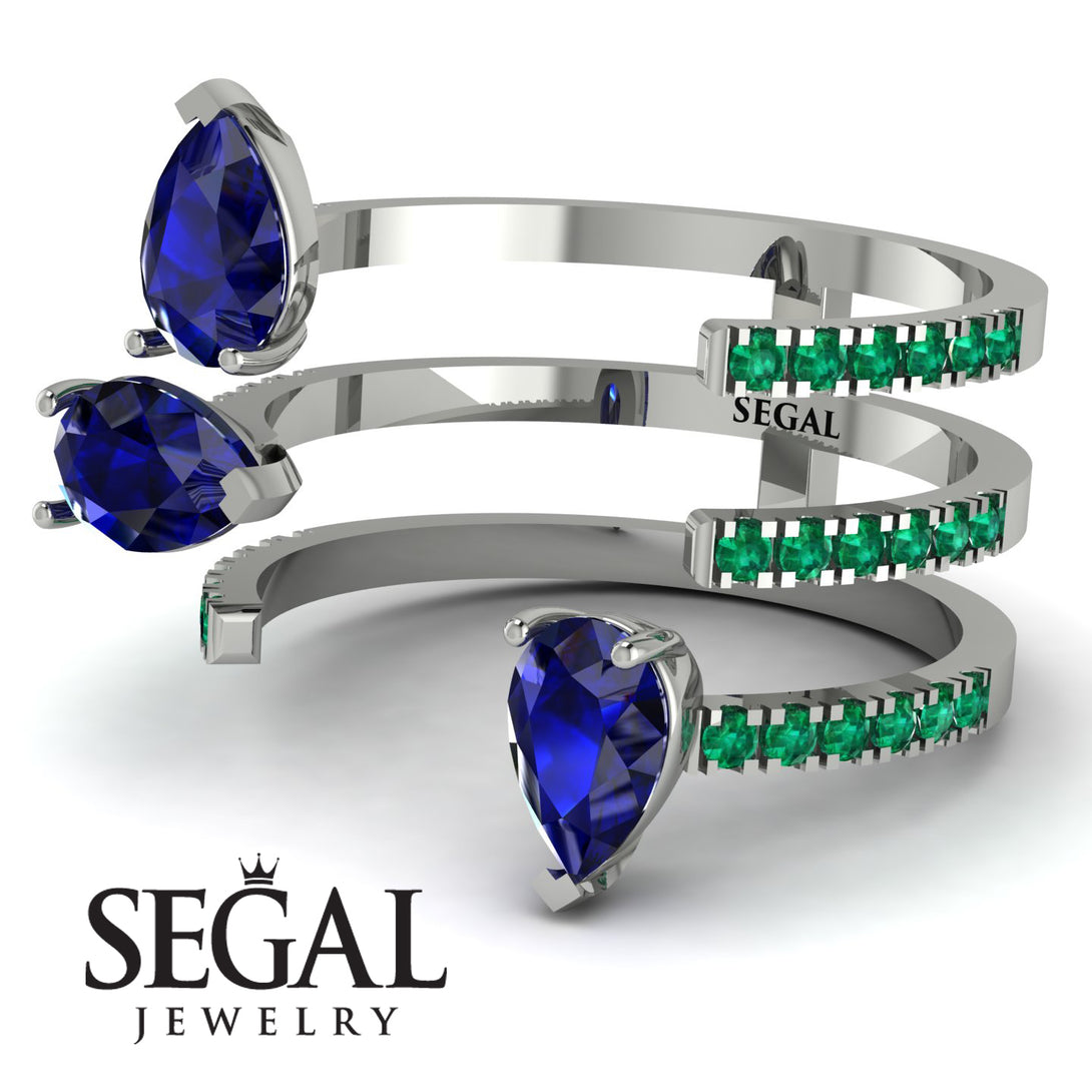 Pear Shape Sapphire Glam Open Ring - Quinn No. 30