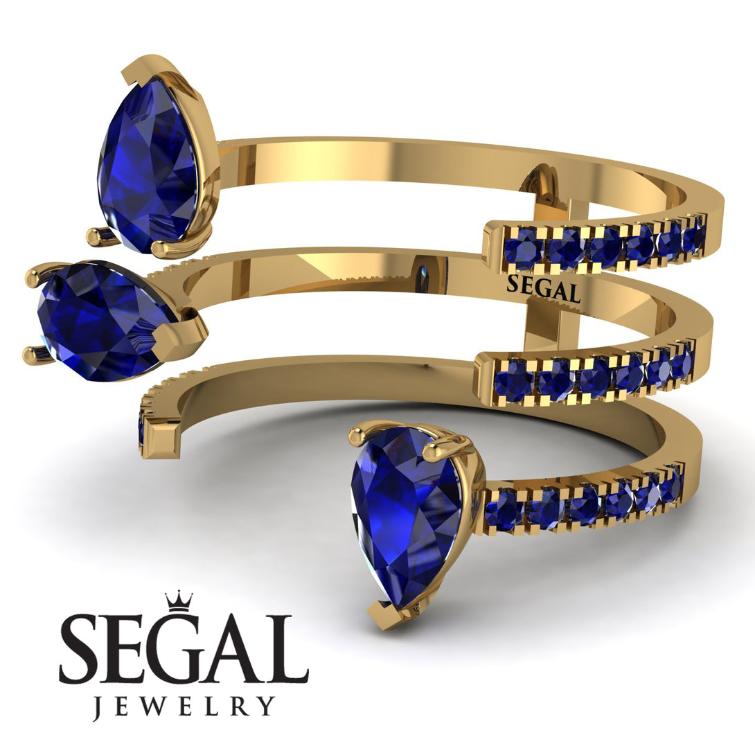 Pear Shape Sapphire Glam Open Ring - Quinn No. 73