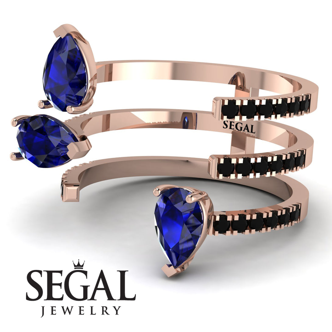 Pear Shape Sapphire Glam Open Ring - Quinn No. 44