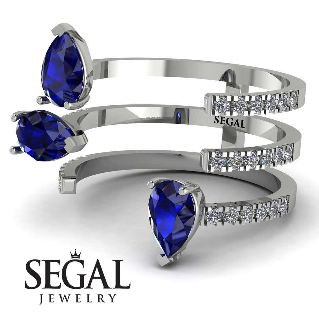 Pear Shape Sapphire Glam Open Ring - Quinn No. 15