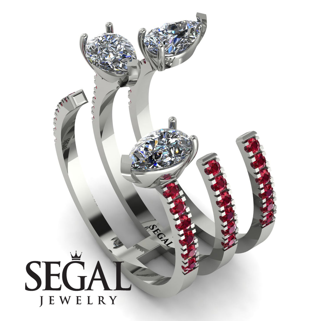 Pear Shape Diamond Glam Open Ring - Quinn No. 48