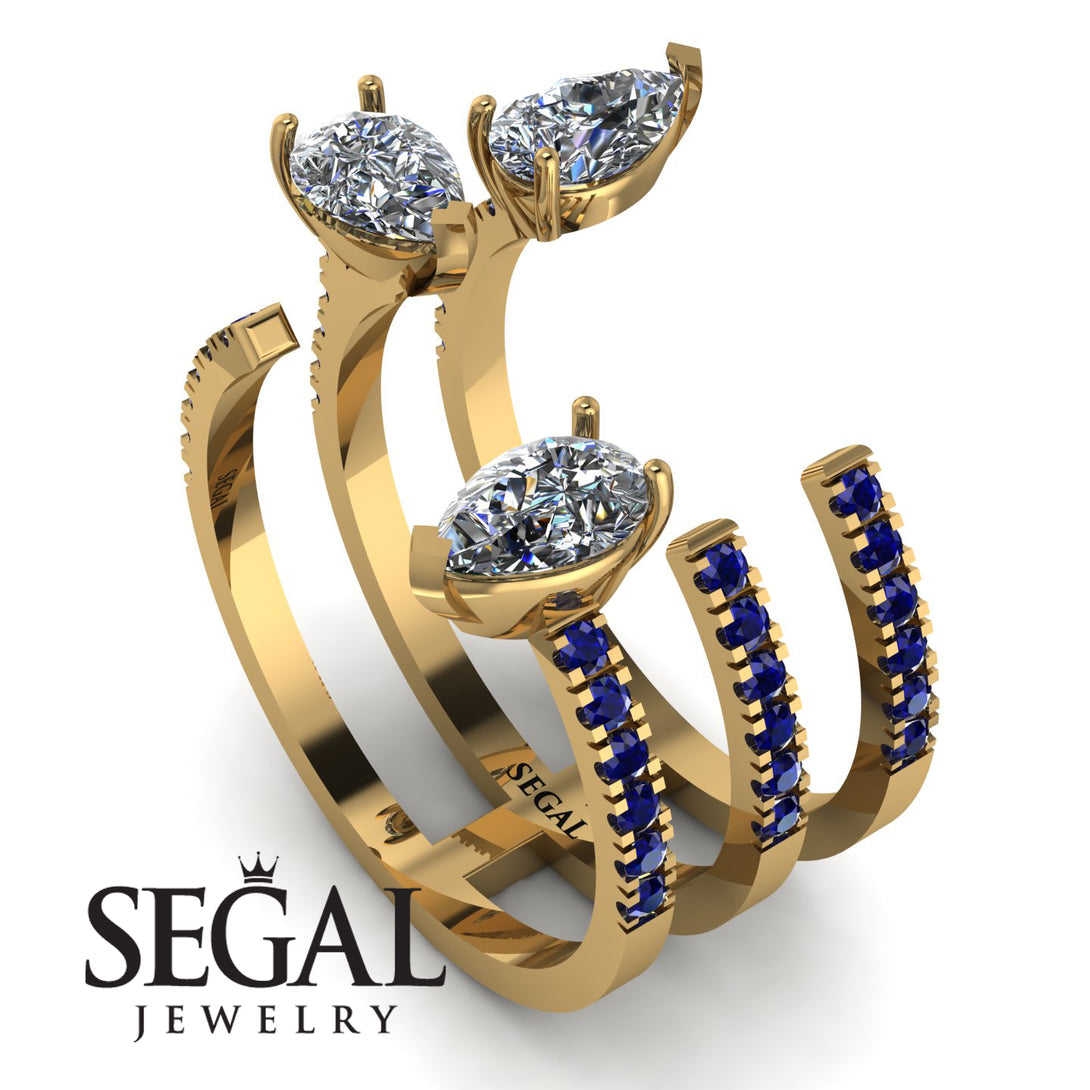 Pear Shape Diamond Glam Open Ring - Quinn No. 61