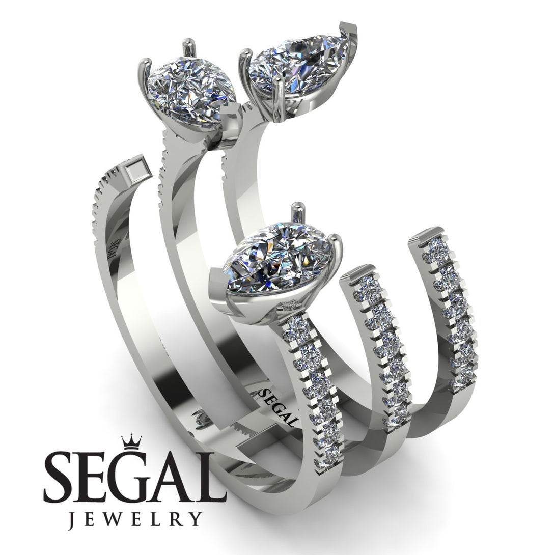 Pear Shape Diamond Glam Open Ring - Quinn No. 3