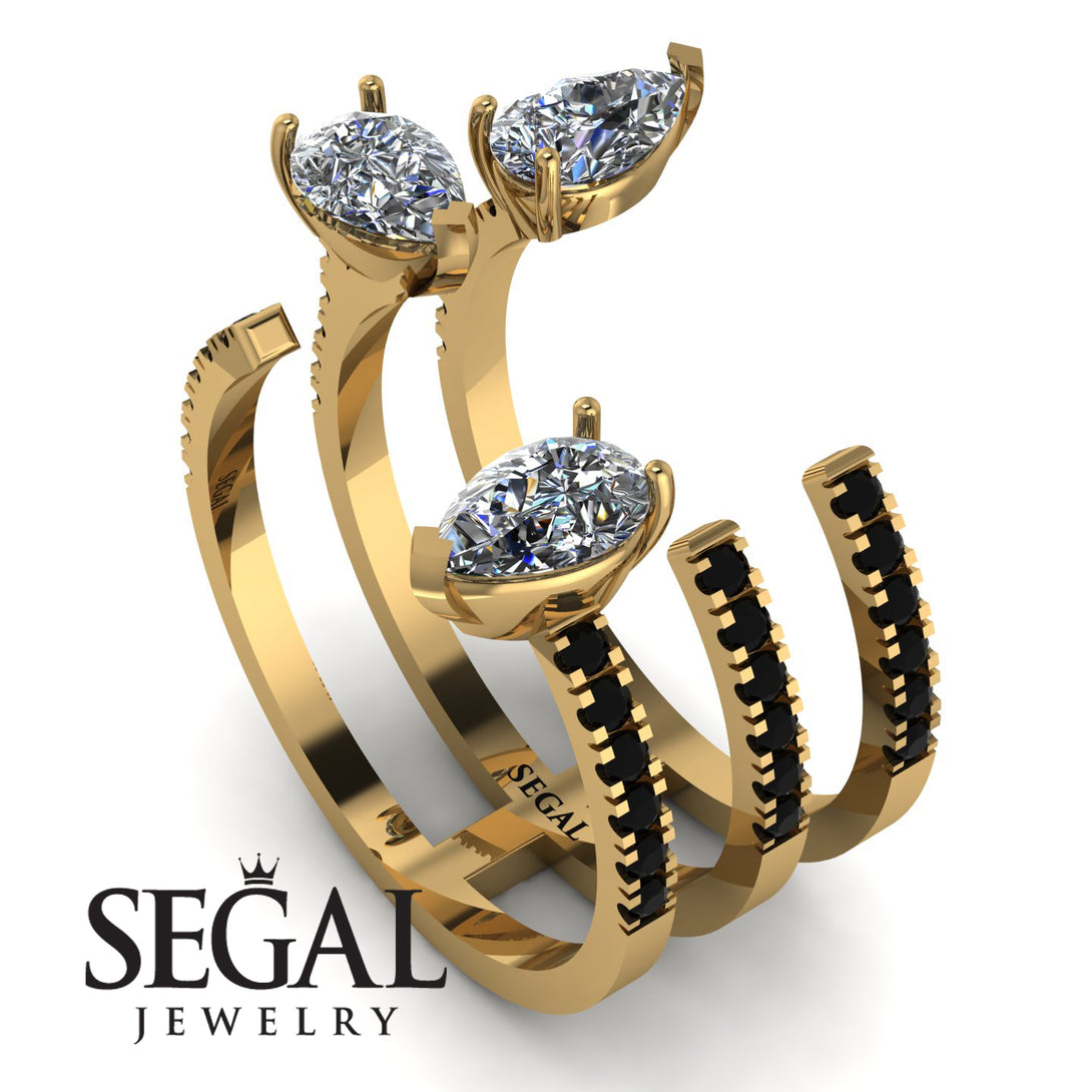Pear Shape Diamond Glam Open Ring - Quinn No. 31
