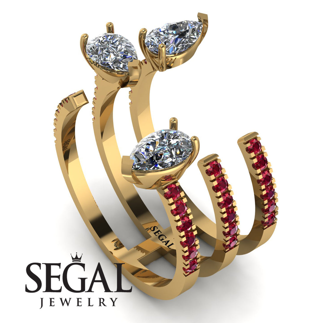 Pear Shape Diamond Glam Open Ring - Quinn No. 46