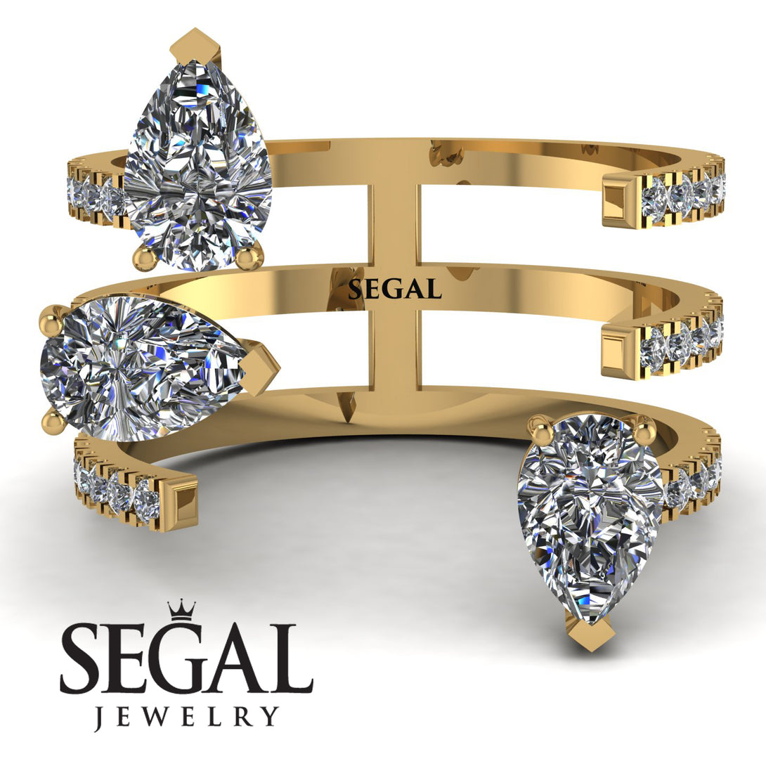 Pear Shape Diamond Glam Open Ring - Quinn No. 1