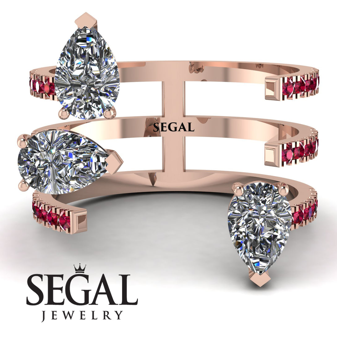 Pear Shape Diamond Glam Open Ring - Quinn No. 47