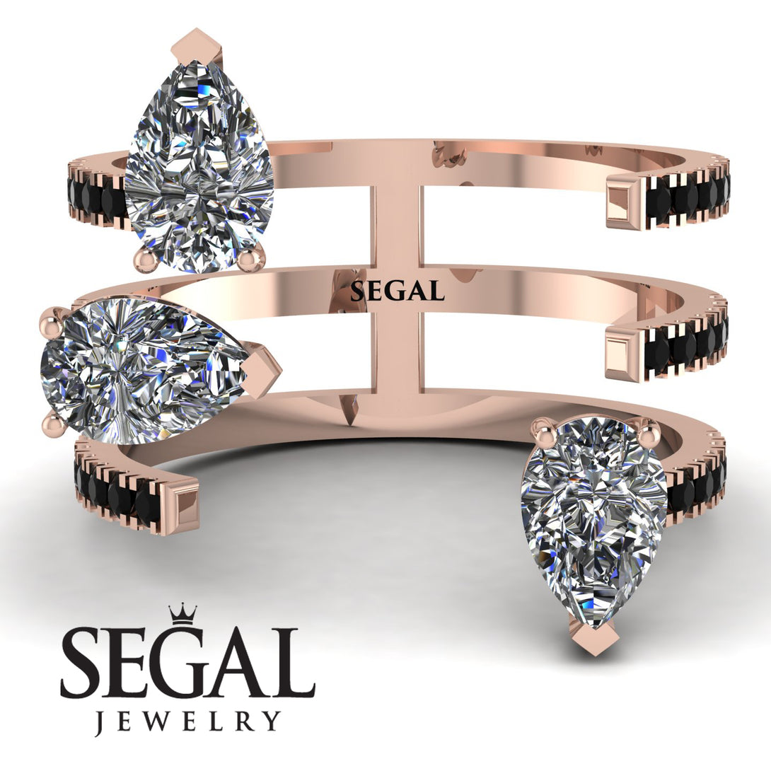 Pear Shape Diamond Glam Open Ring - Quinn No. 32