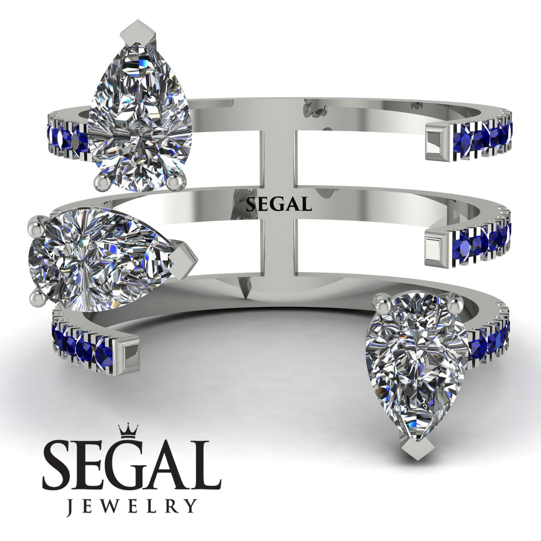Pear Shape Diamond Glam Open Ring - Quinn No. 63