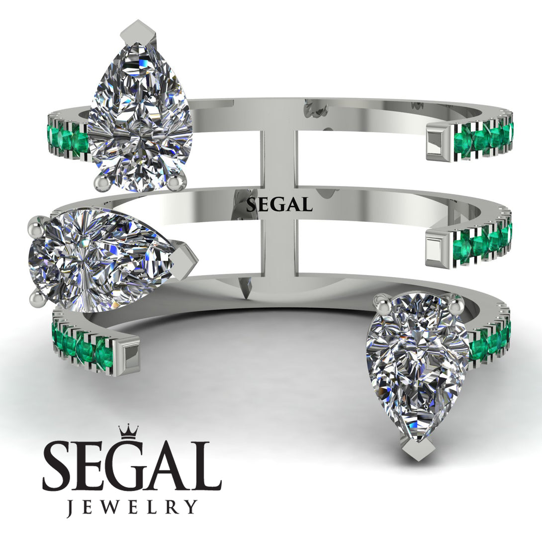 Pear Shape Diamond Glam Open Ring - Quinn No. 18
