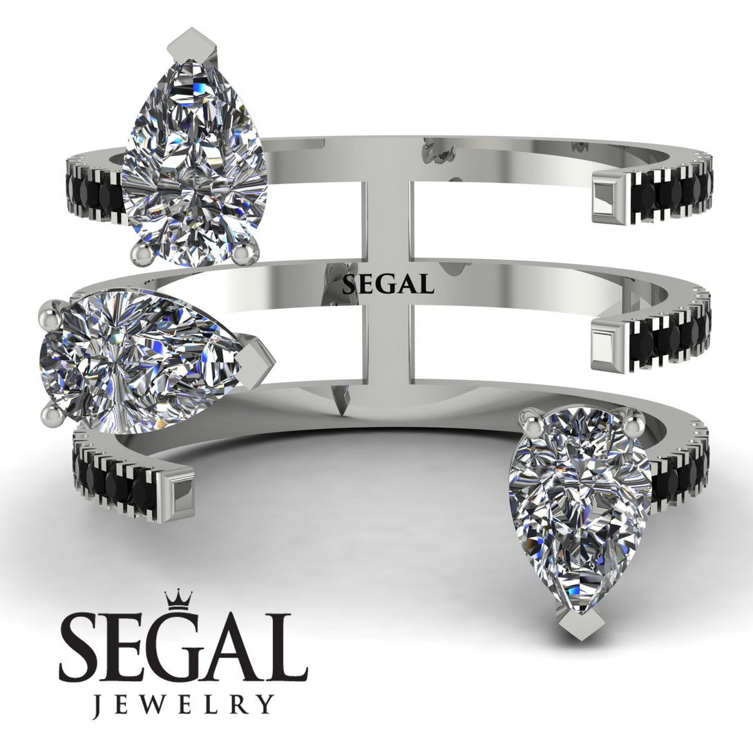 Pear Shape Diamond Glam Open Ring - Quinn No. 33
