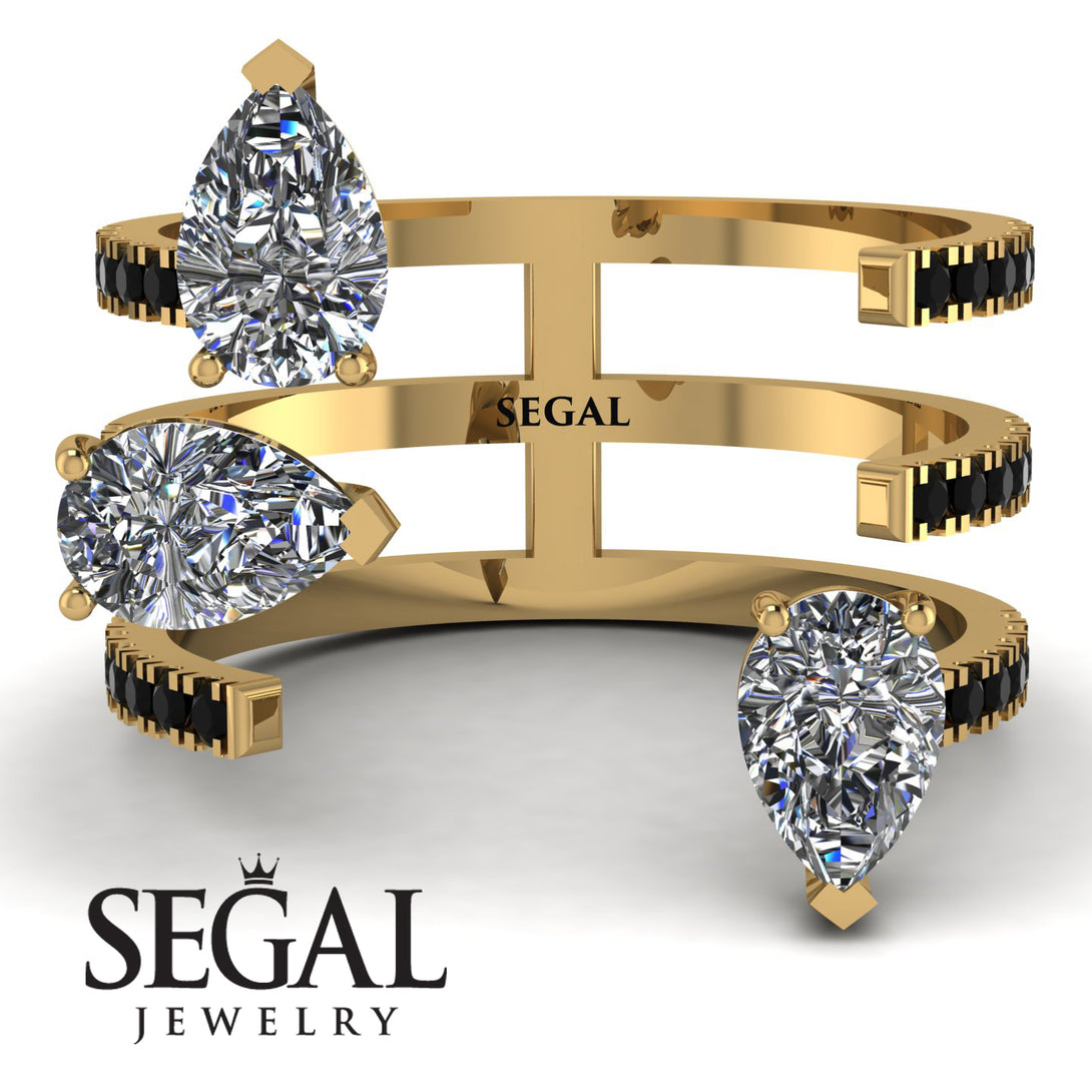 Pear Shape Diamond Glam Open Ring - Quinn No. 31