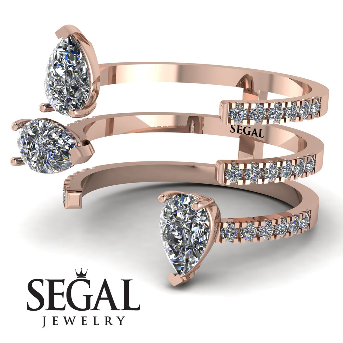 Pear Shape Diamond Glam Open Ring - Quinn No. 2