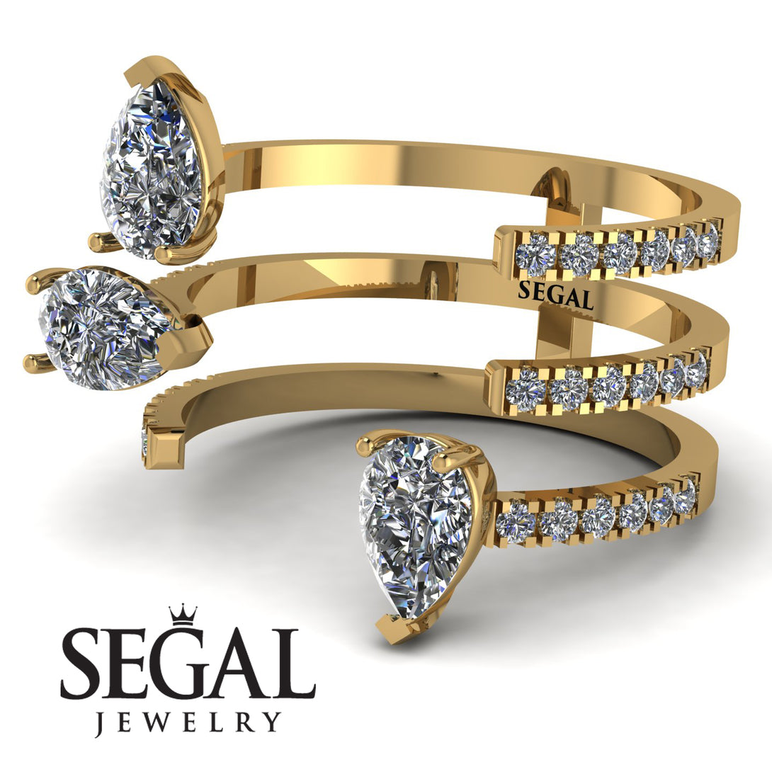 Pear Shape Diamond Glam Open Ring - Quinn No. 1