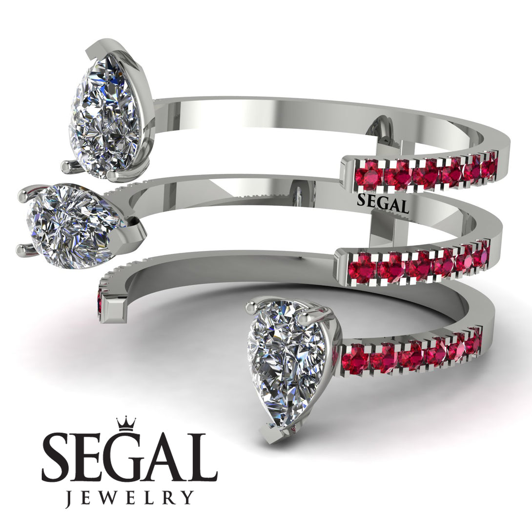 Pear Shape Diamond Glam Open Ring - Quinn No. 48