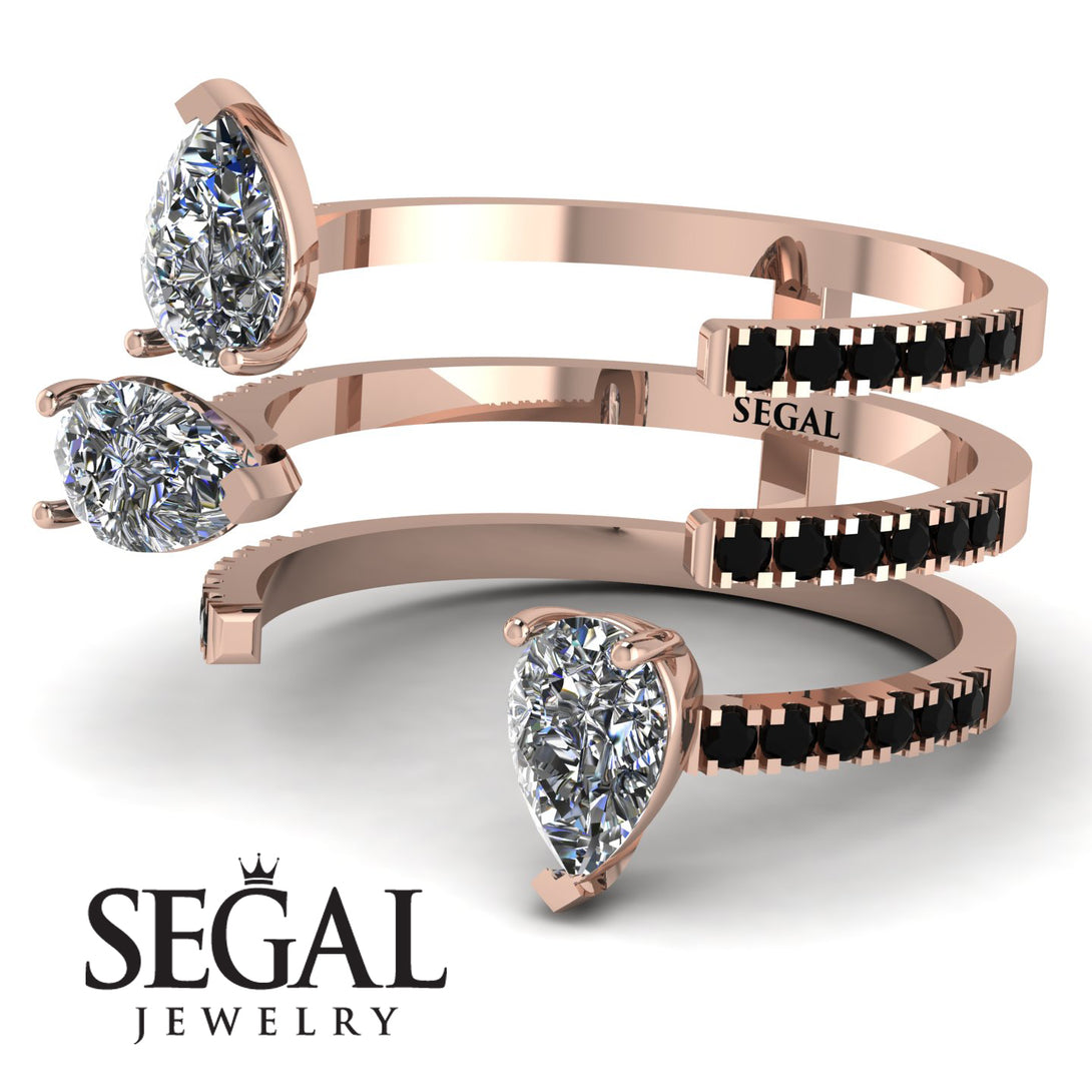 Pear Shape Diamond Glam Open Ring - Quinn No. 32