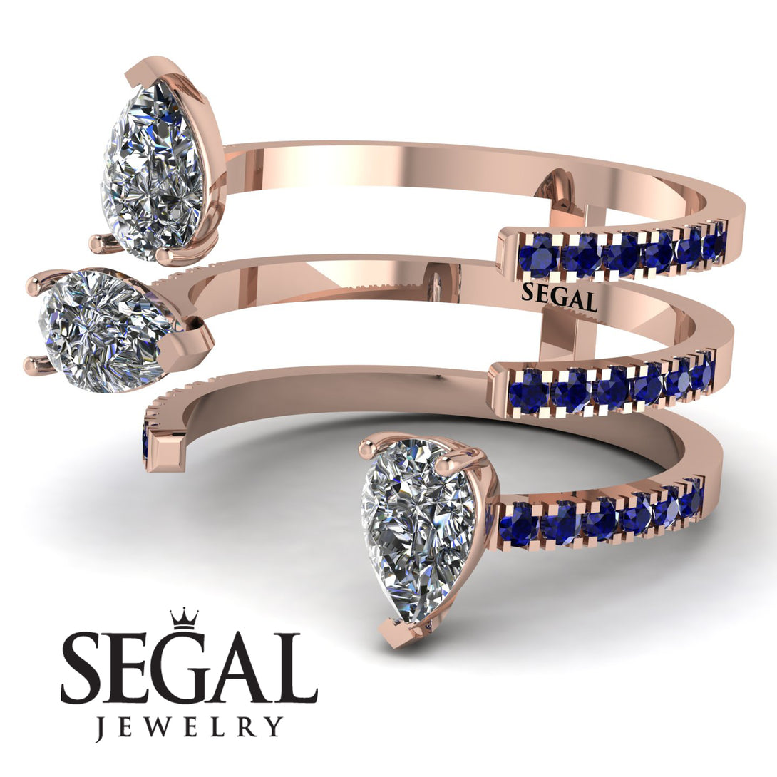 Pear Shape Diamond Glam Open Ring - Quinn No. 62