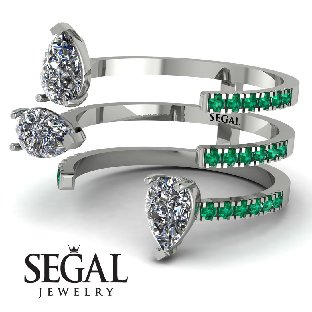 Pear Shape Diamond Glam Open Ring - Quinn No. 18