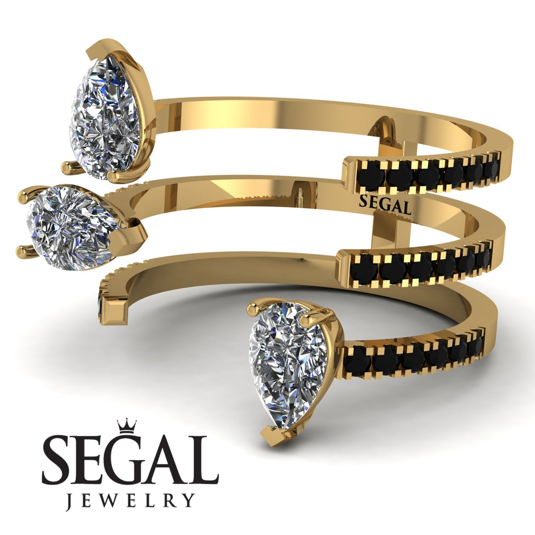 Pear Shape Diamond Glam Open Ring - Quinn No. 31