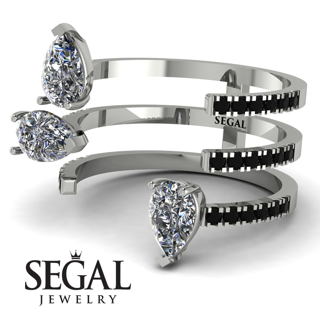 Pear Shape Diamond Glam Open Ring - Quinn No. 33