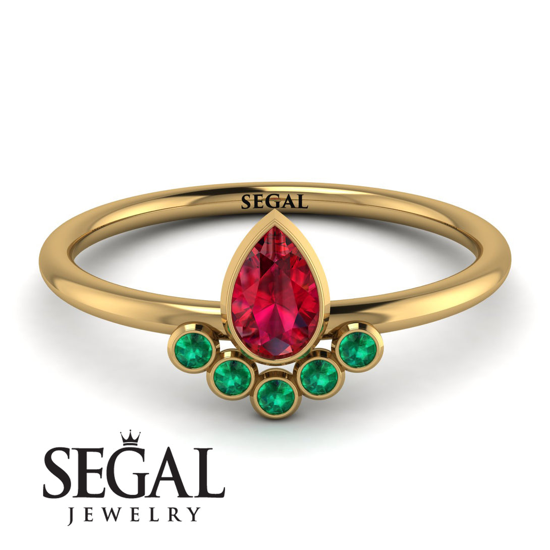 Pear Shaped Stacking Emerald Ring - Brianna No. 25