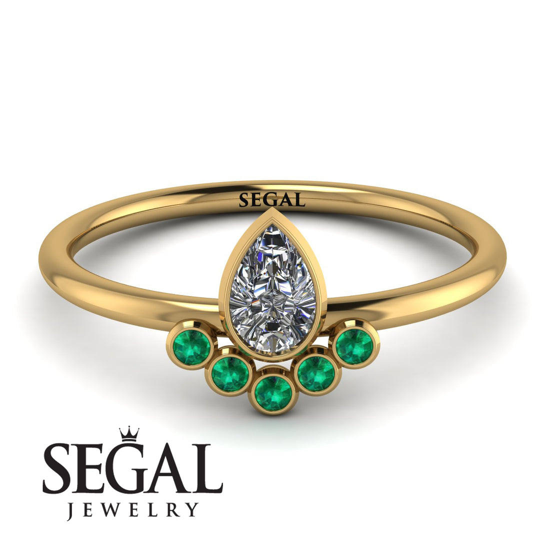 Pear Shaped Stacking Emerald Ring - Brianna No. 16