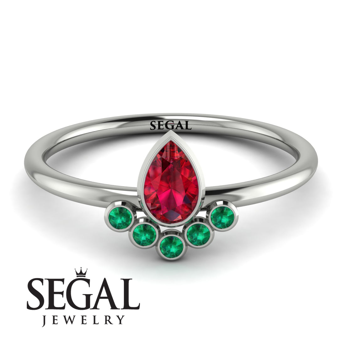 Pear Shaped Stacking Emerald Ring - Brianna No. 27