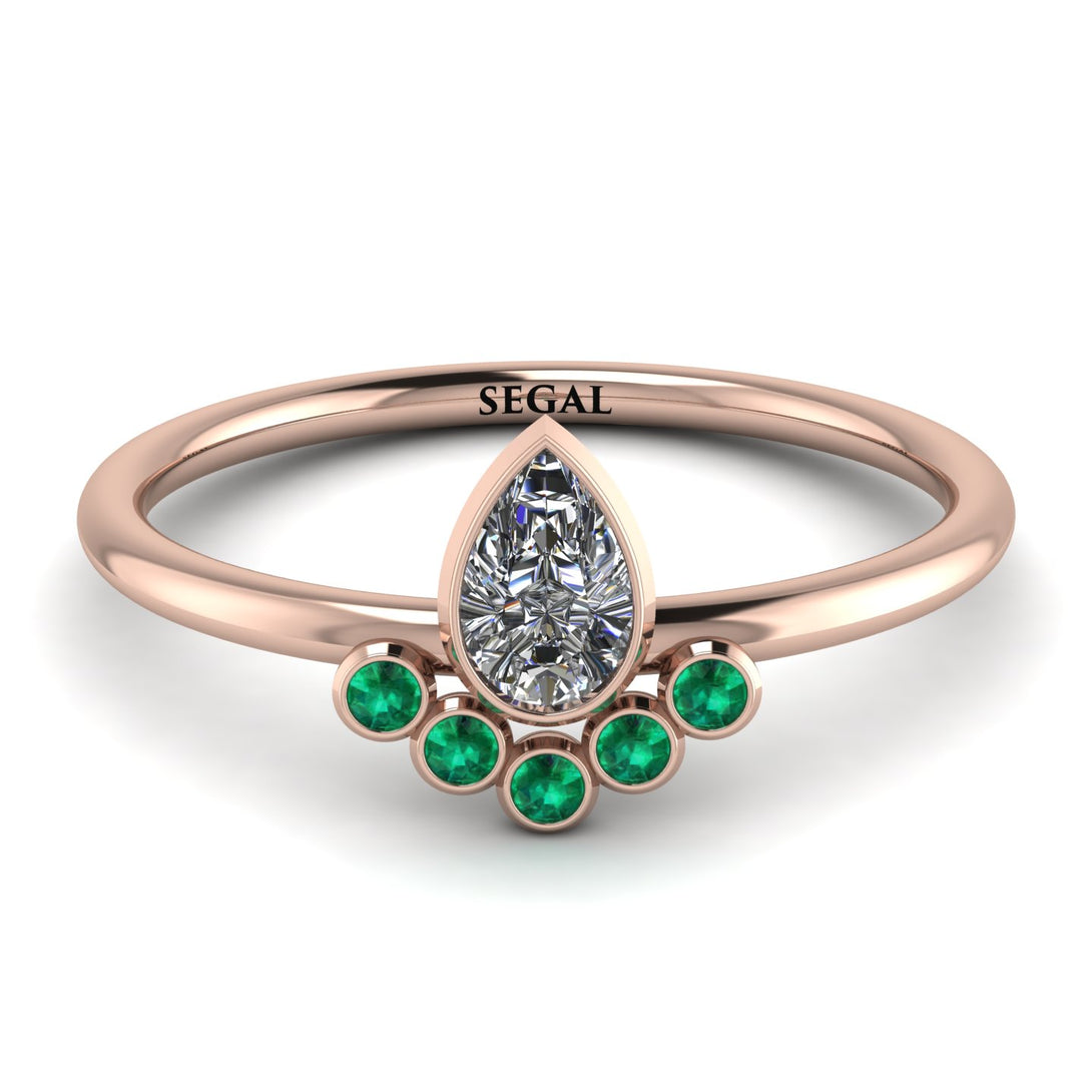 Pear Shaped Stacking Emerald Ring - Brianna No. 17