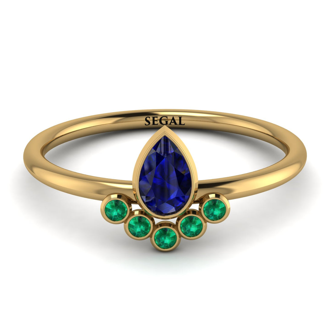 Pear Shaped Stacking Emerald Ring - Brianna No. 28