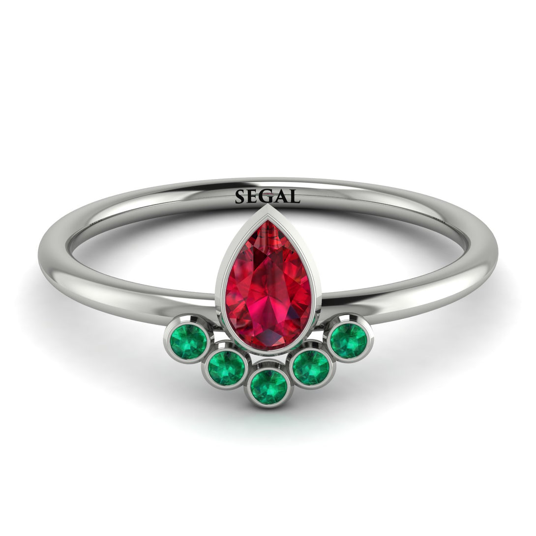Pear Shaped Stacking Emerald Ring - Brianna No. 27