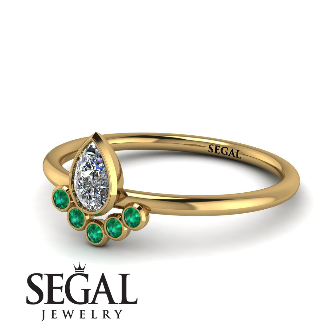 Pear Shaped Stacking Emerald Ring - Brianna No. 16