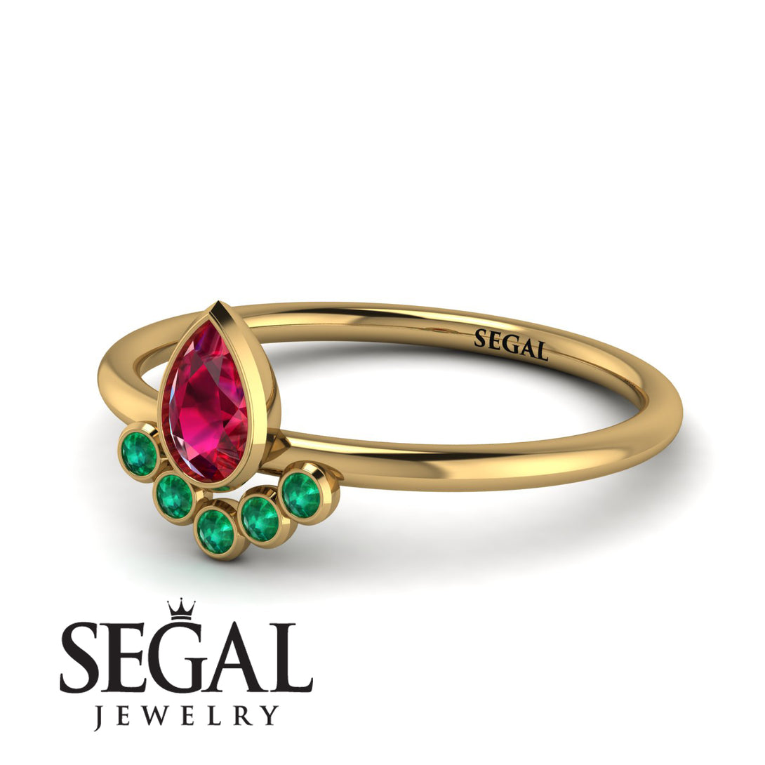 Pear Shaped Stacking Emerald Ring - Brianna No. 25