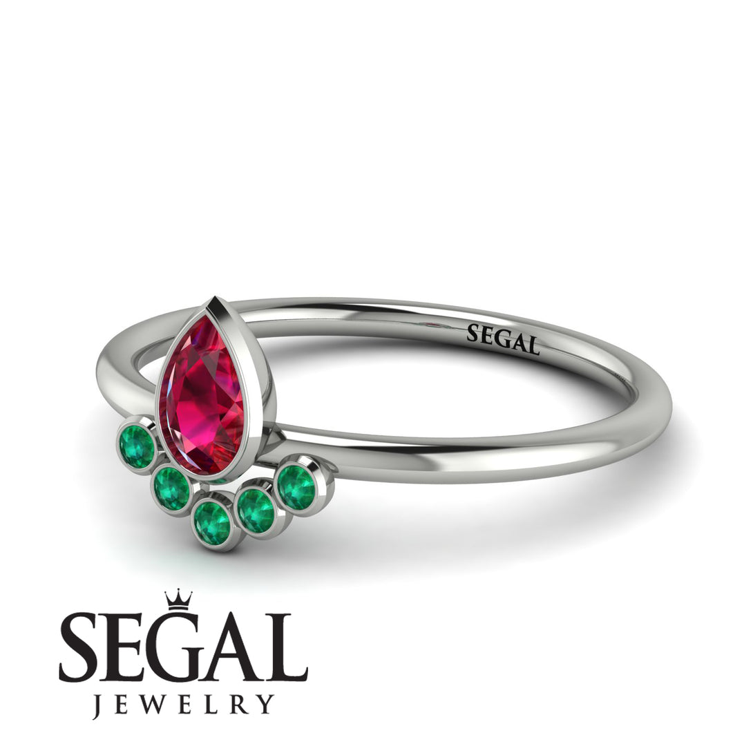 Pear Shaped Stacking Emerald Ring - Brianna No. 27