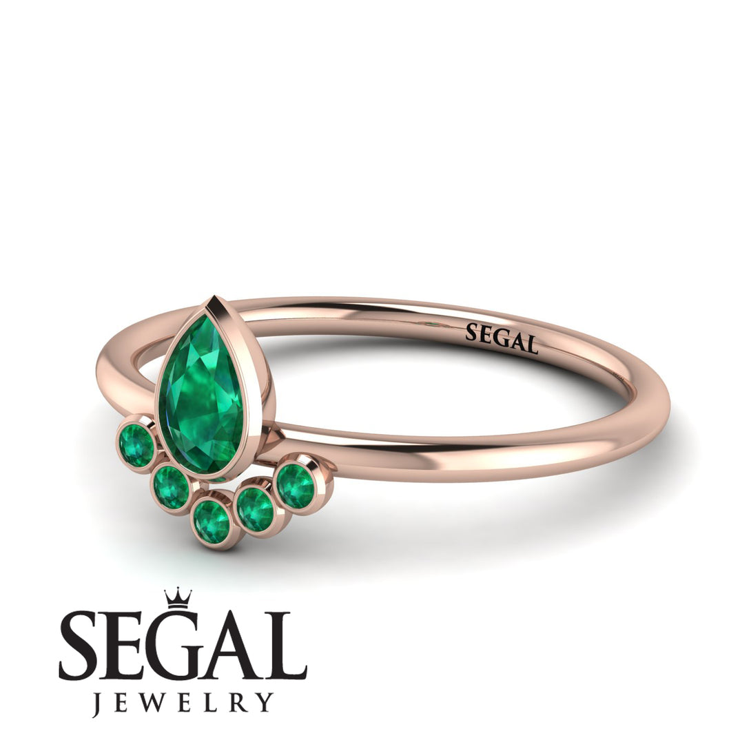 Pear Shaped Stacking Emerald Ring - Brianna No. 20