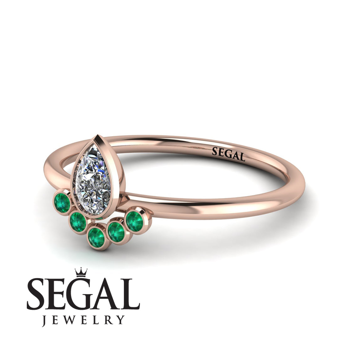 Pear Shaped Stacking Emerald Ring - Brianna No. 17