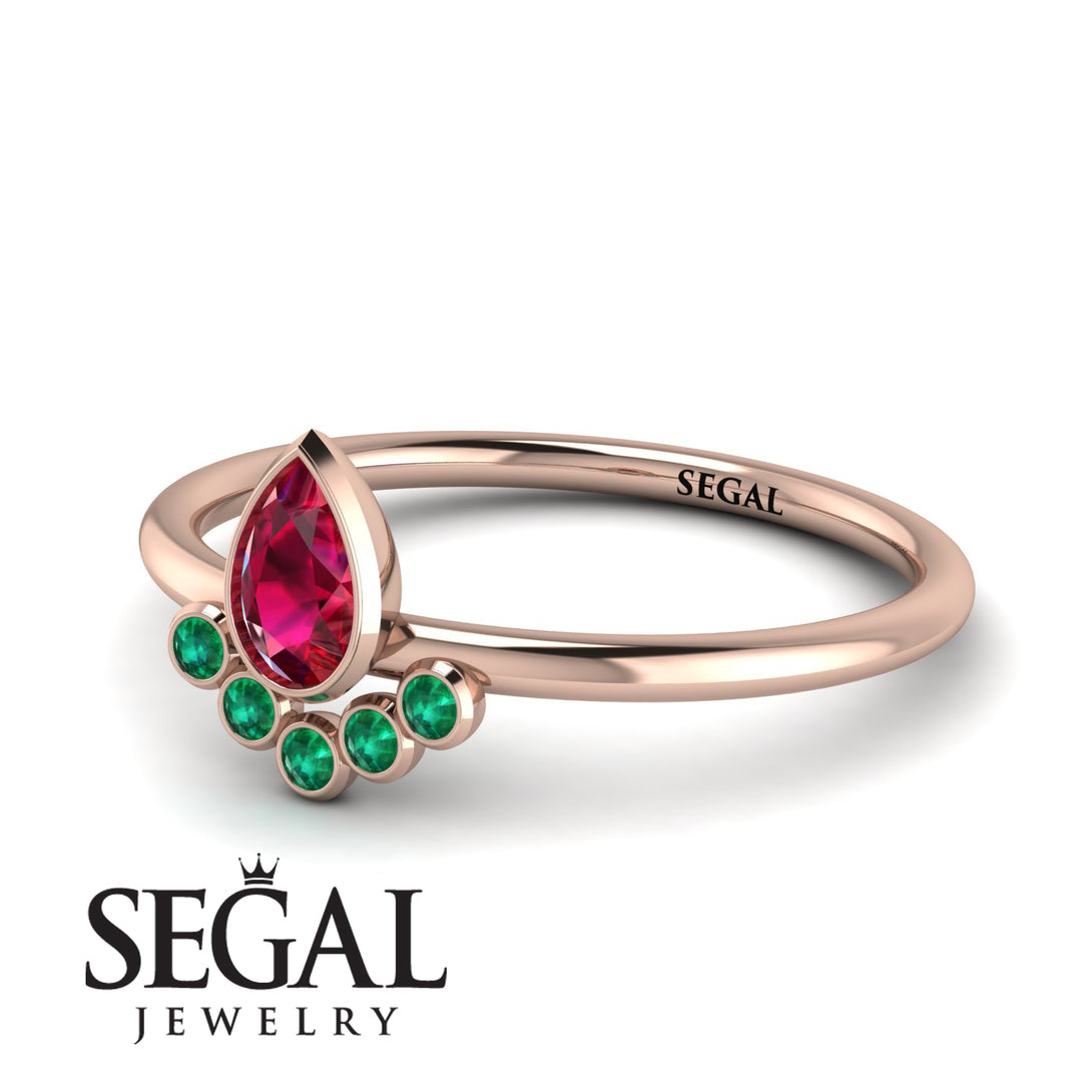 Pear Shaped Stacking Emerald Ring - Brianna No. 26