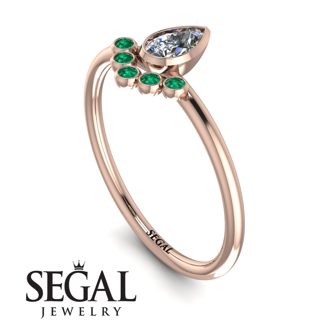 Pear Shaped Stacking Emerald Ring - Brianna No. 17