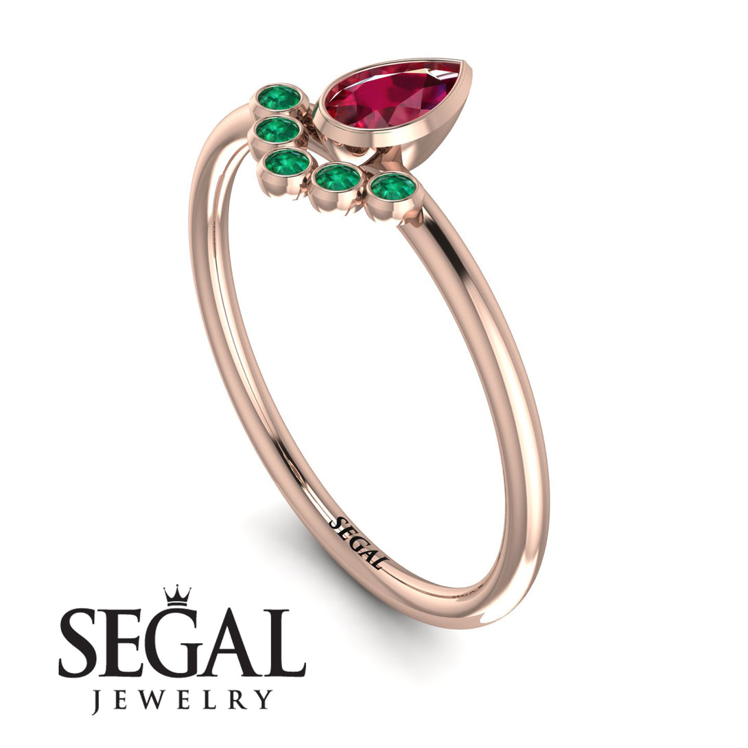 Pear Shaped Stacking Emerald Ring - Brianna No. 26