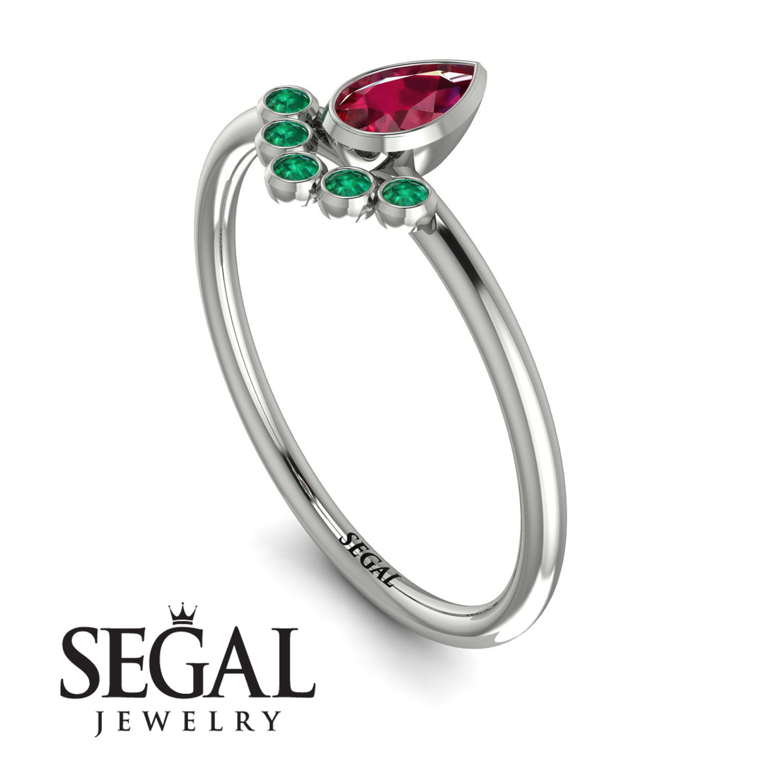 Pear Shaped Stacking Emerald Ring - Brianna No. 27