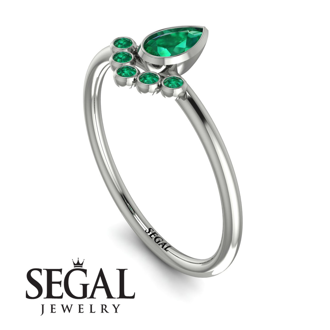 Pear Shaped Stacking Emerald Ring - Brianna No. 21