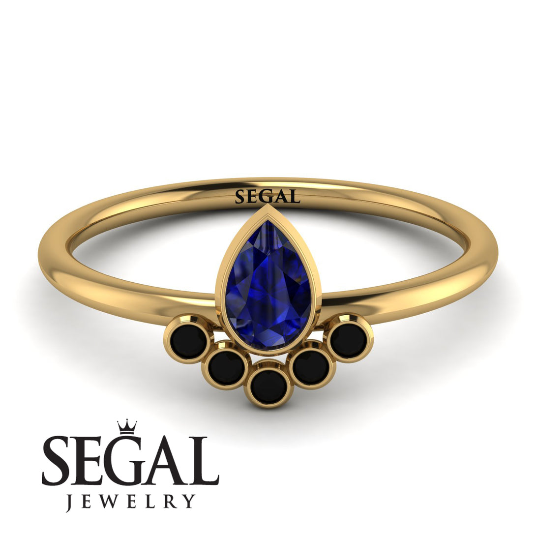 Pear Shaped Stacking Black Diamond Ring - Brianna No. 43