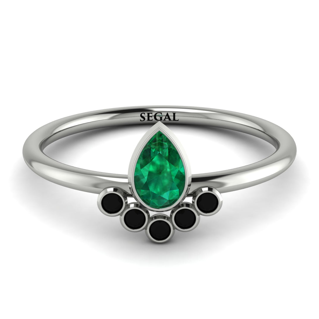 Pear Shaped Stacking Black Diamond Ring - Brianna No. 36
