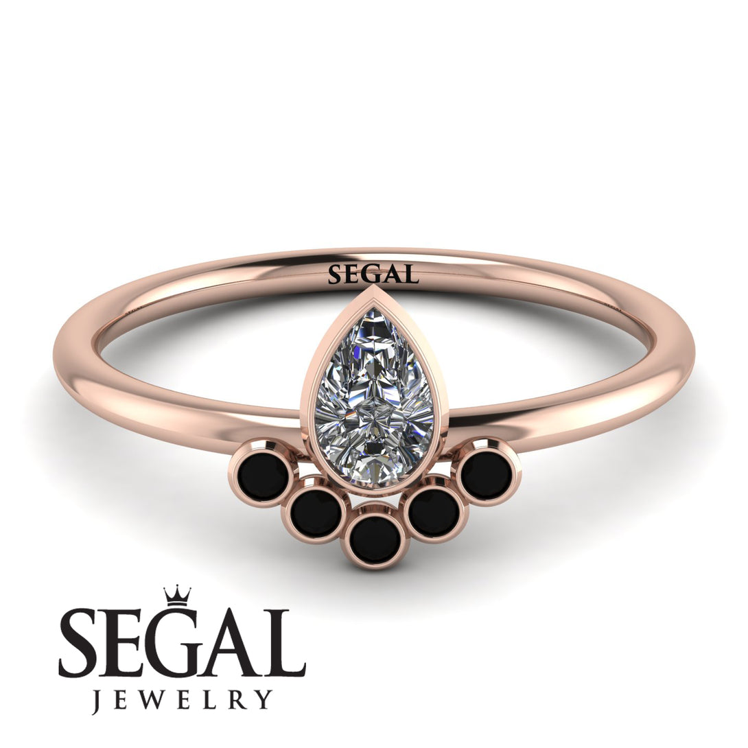 Pear Shaped Stacking Black Diamond Ring - Brianna No. 32